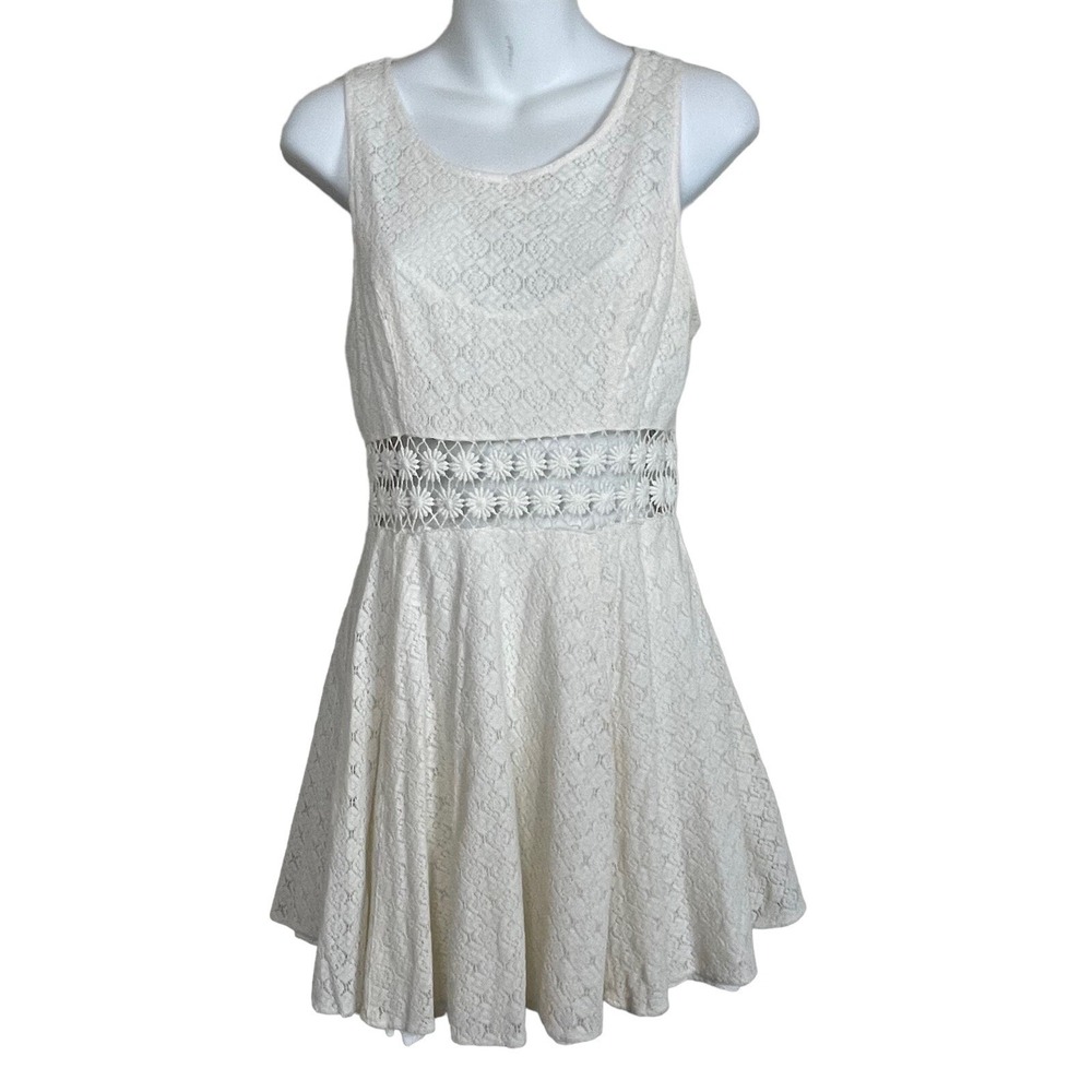 Free People‎ Ivory Lace Dress 6 Boho Romantic Fit Flare Cottagecore Indie Bridal